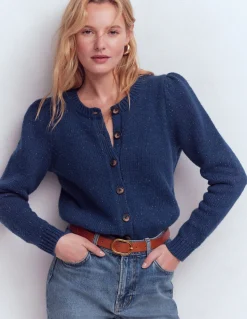 Boden Pulls & Gilets-Cardigan Davina à manches bouffantes Bleu, moucheté