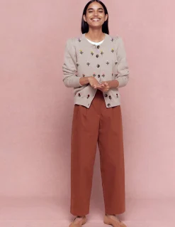 Boden Pulls & Gilets-Cardigan Davina à manches bouffantes Broderie chinchilla