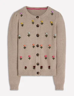 Boden Pulls & Gilets-Cardigan Davina à manches bouffantes Broderie chinchilla