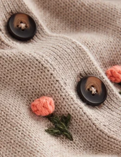 Boden Pulls & Gilets-Cardigan Davina à manches bouffantes Broderie chinchilla