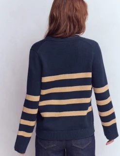 Boden Pulls & Gilets-Cardigan décontracté Lucy en coton Bleu marine/camel chiné