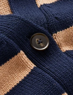 Boden Pulls & Gilets-Cardigan décontracté Lucy en coton Bleu marine/camel chiné