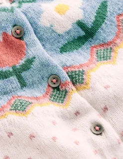 Boden Pulls & Gilets-Cardigan Edie à motif jacquard Motif Spot Flowers écru chiné