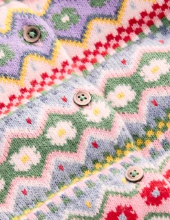 Boden Pulls & Gilets-Cardigan Edie à motif jacquard Jolies fleurs bleu glacier