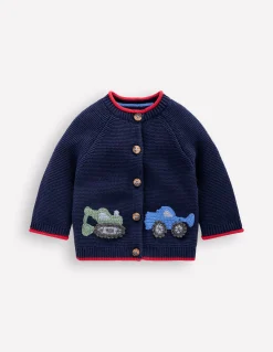 Boden Pulls & Gilets-Cardigan en coton avec logo Pelleteuses bleu marine universitaire