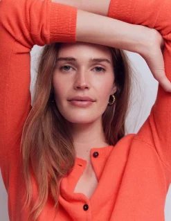 Boden Cachemire|Tenues De Travail-Cardigan Eva en cachemire Orange ardent chiné