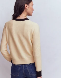 Boden Pulls & Gilets-Cardigan Grace colourblock Ivoire chaud