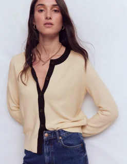 Boden Pulls & Gilets-Cardigan Grace colourblock Ivoire chaud