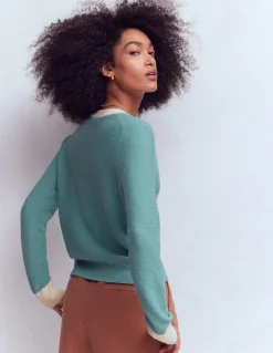 Boden Pulls & Gilets-Cardigan Grace colourblock Bleu jade nuageux