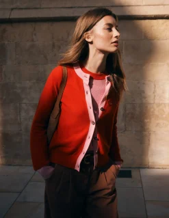 Boden Pulls & Gilets-Cardigan Grace colourblock Cerise vif