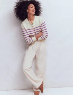 Boden Pulls & Gilets-Cardigan Lucy en coton épais Ivoire chaud/violet mûrier