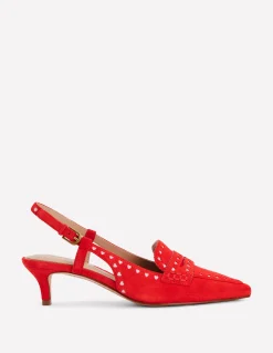 Boden Chaussures À Talons-Chaussures style richelieus à petits talons et bride arrière ROUGE