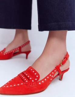 Boden Chaussures À Talons-Chaussures style richelieus à petits talons et bride arrière ROUGE