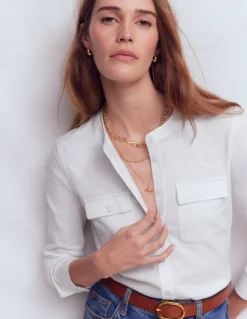 Boden Tops & T-Shirts-Chemise avec poche surpiquée Blanc