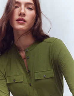 Boden Tops & T-Shirts-Chemise avec poche surpiquée Vert des bois