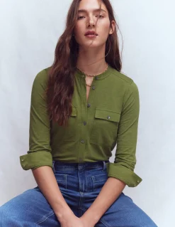 Boden Tops & T-Shirts-Chemise avec poche surpiquée Vert des bois