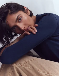 Boden Tops & T-Shirts-Chemise avec poche surpiquée Bleu marine