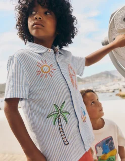 Boden Chemises|Tops & T-Shirts-Chemise brodée à manches courtes Broderie bord de mer