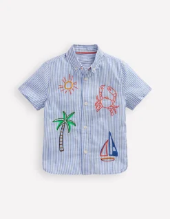 Boden Chemises|Tops & T-Shirts-Chemise brodée à manches courtes Broderie bord de mer