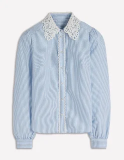 Boden Chemises & Blouses|Tops & T-Shirts-Chemise Cara en coton Rayé bleu et blanc