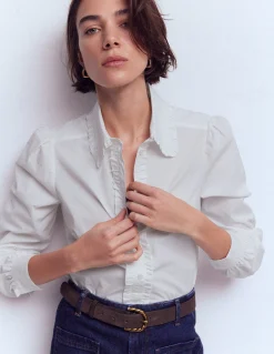 Boden Chemises & Blouses|Tops & T-Shirts-Chemise Cara en coton Volant blanc