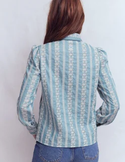 Boden Chemises & Blouses|Tops & T-Shirts-Chemise Cara en jean Broderie anglaise