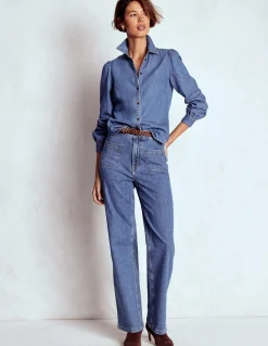 Boden Chemises & Blouses|Tops & T-Shirts-Chemise Cara en jean Vintage moyen