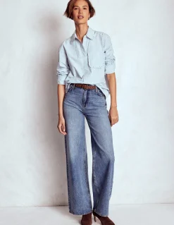 Boden Chemises & Blouses|Tops & T-Shirts-Chemise décontractée Sadie en coton Rayé denim délavé et ivoire