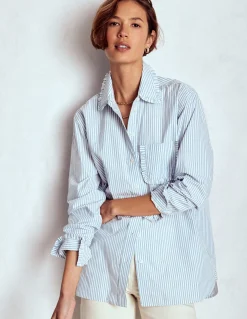 Boden Chemises & Blouses|Tops & T-Shirts-Chemise décontractée Sadie en coton Rayé denim délavé et ivoire