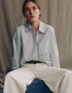 Boden Chemises & Blouses|Tops & T-Shirts-Chemise décontractée Sadie en coton Rayé denim délavé et ivoire