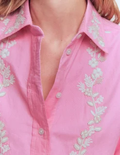 Boden Chemises & Blouses|Tops & T-Shirts-Chemise décontractée Sadie en coton Oxford à fleurs et perles