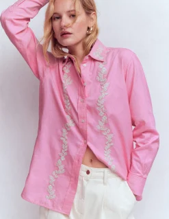 Boden Chemises & Blouses|Tops & T-Shirts-Chemise décontractée Sadie en coton Oxford à fleurs et perles