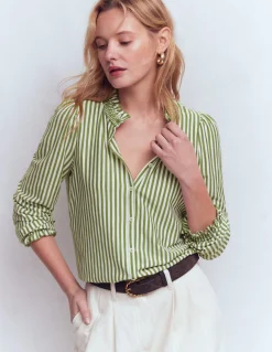 Boden Tops & T-Shirts-Chemise Effie à smocks Rayé aneth