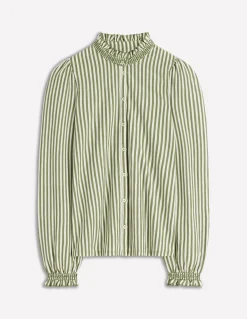 Boden Tops & T-Shirts-Chemise Effie à smocks Rayé aneth