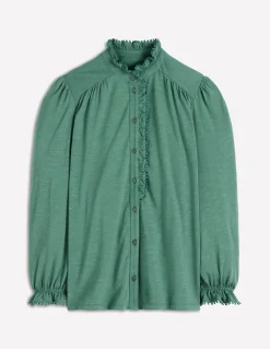 Boden Tops & T-Shirts-Chemise Emily à volants et pompons Jungle profond