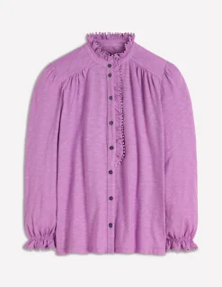 Boden Tops & T-Shirts-Chemise Emily à volants et pompons Violet crayeux