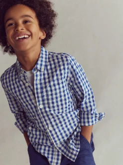 Boden Chemises|Tops & T-Shirts-Chemise en coton Vichy Bleu