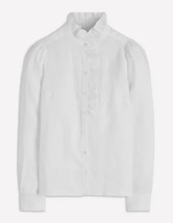 Boden Chemises & Blouses|Tops & T-Shirts-Chemise Isabel en lin à volants Blanc