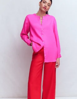 Boden Chemises & Blouses|Tops & T-Shirts-Chemise longue en lin Knalliges Stiefmütterchen