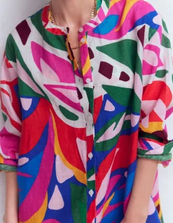 Boden Chemises & Blouses|Tops & T-Shirts-Chemise longue en lin Multi, motif Leafy Cascade