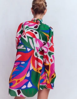 Boden Chemises & Blouses|Tops & T-Shirts-Chemise longue en lin Multi, motif Leafy Cascade