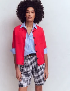 Boden Tenues De Travail|Pulls & Gilets-Chemise manches courtes en maille Cerise vif