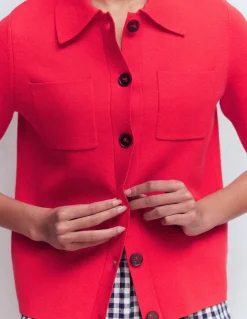 Boden Tenues De Travail|Pulls & Gilets-Chemise manches courtes en maille Cerise vif