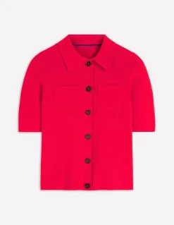 Boden Tenues De Travail|Pulls & Gilets-Chemise manches courtes en maille Cerise vif