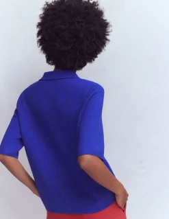 Boden Tenues De Travail|Pulls & Gilets-Chemise manches courtes en maille Bleu vif