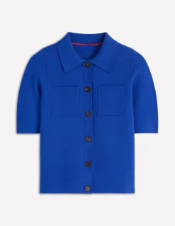 Boden Tenues De Travail|Pulls & Gilets-Chemise manches courtes en maille Bleu vif