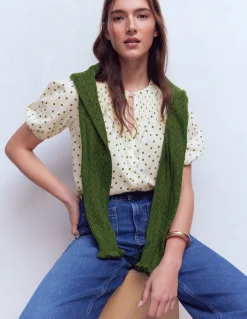 Boden Tops & T-Shirts-Chemise manches courtes Mya à smocks Papyrus, pois peints