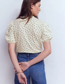 Boden Tops & T-Shirts-Chemise manches courtes Mya à smocks Papyrus, pois peints