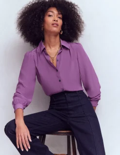 Boden Tenues De Travail|Chemises & Blouses-Chemise Sara en soie Prune