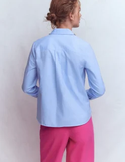 Boden Chemises & Blouses|Tops & T-Shirts-Chemise Sienna à détails OXFORD BLEU, COL ORNEMENTÉ